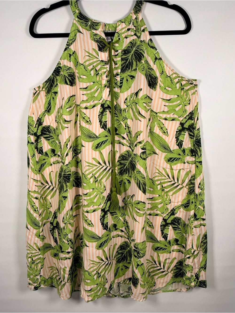 J for Justify Tropical Floral Print Halter Dress Green XL